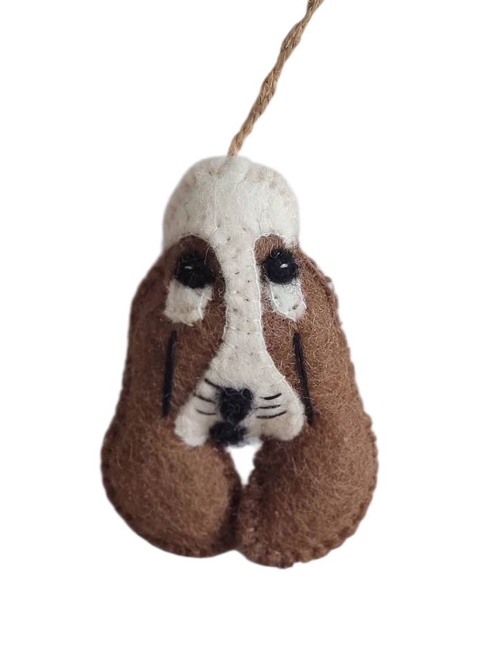 ORN806 - Felt Christmas Ornament- Dog With Droopy Brown Ears for wholesale by Evergreen Guardian Imports