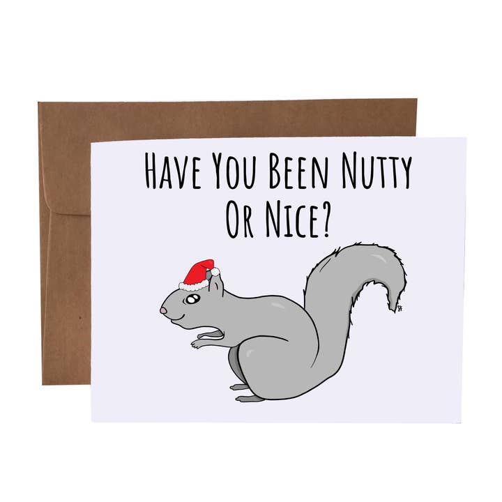Have You Been Nutty Or Nice | Christmas Pun Greeting Card for wholesale by SKP ink