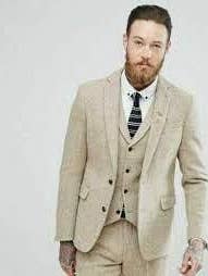 Costume en tweed beige pour homme pour la vente par Alberto Nardoni