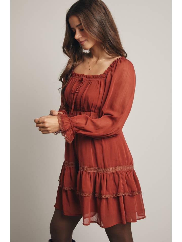 Forte - Wholesale Dress - Women's - Crinkled Tiered Boho Mini Dress FD00053