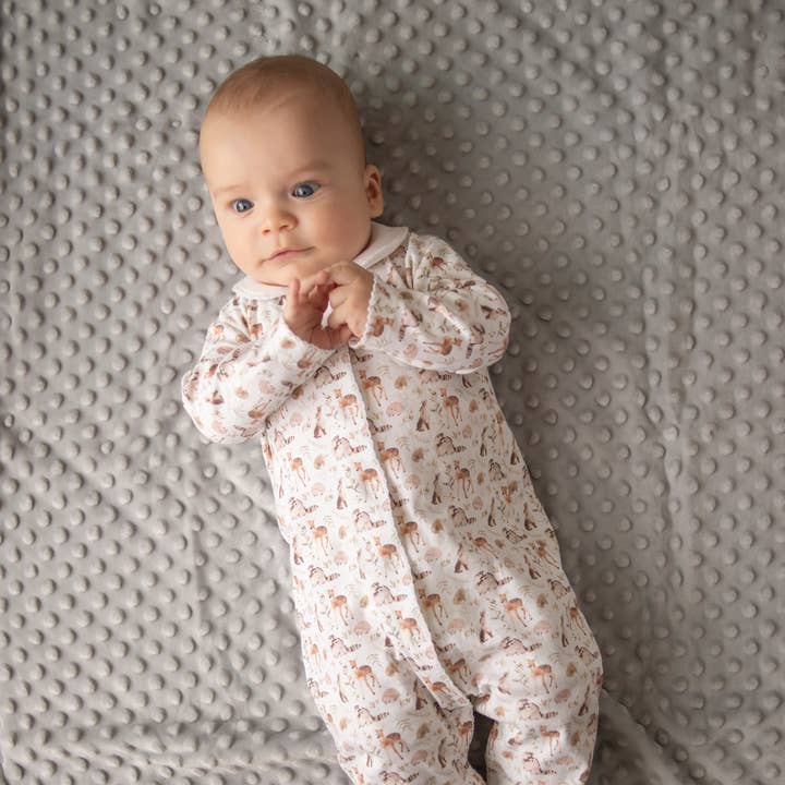 Collier Footie 100 % coton Pima, animaux de la forêt pour la vente par Pim Baby