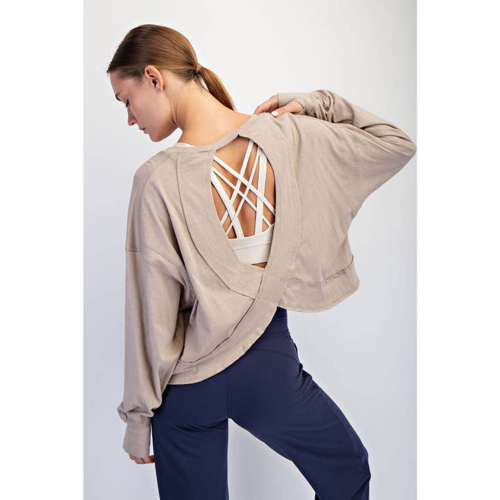 Rae Mode - Wholesale Lounge Top - Women's - COTTON SLUB OPEN BACK LONG SLEEVE TOP3