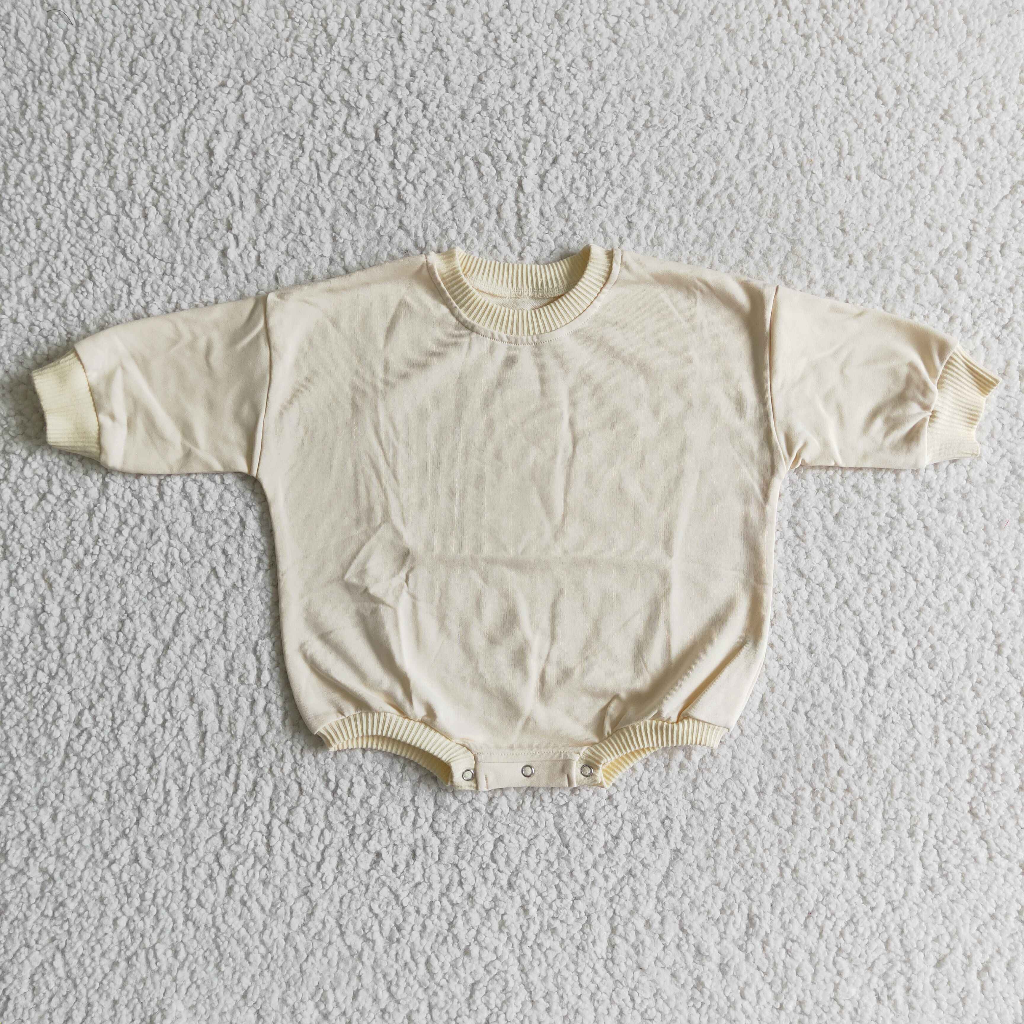 Yawoo Garments - Wholesale Bodysuit (Non-Footed) - Baby - Beige cotton long sleeves baby girls sweater romper1