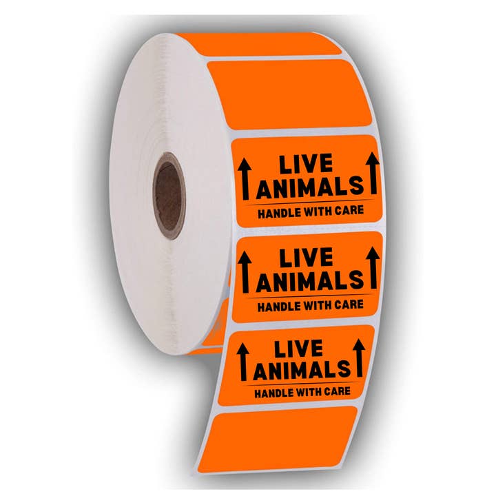 Unknown Designs - Wholesale Sticker - 500 Live animals, handle with care packaging label stickers