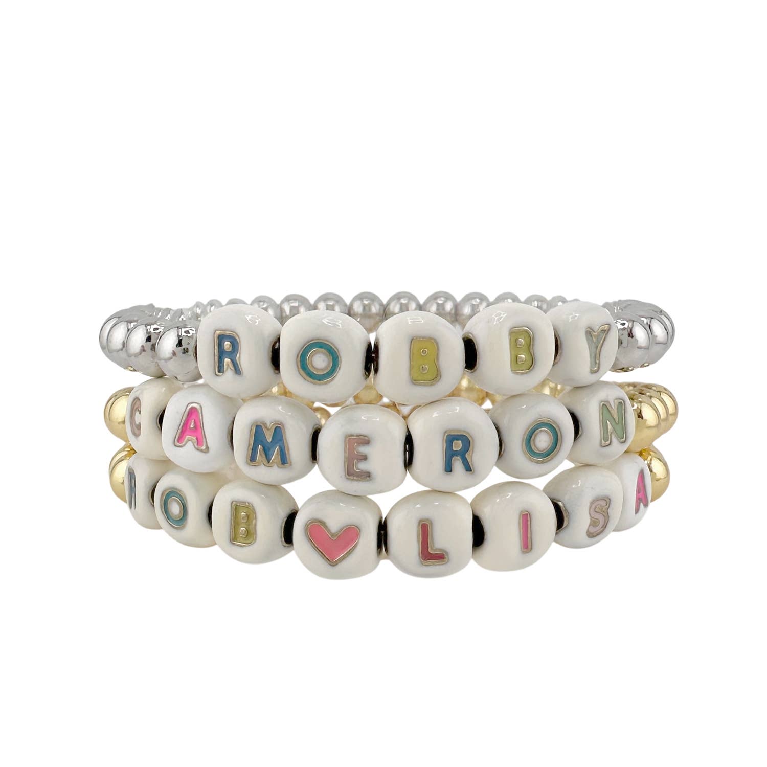 Love, Lisa – Großhandel Perlenarmband – Mia Personalisierte Emaille-Buchstabenperlenarmbänder4