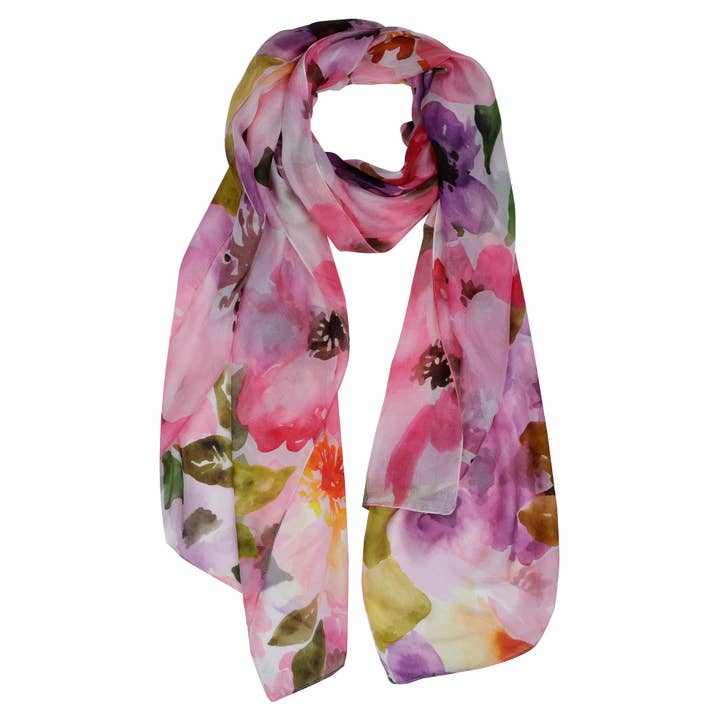 Floral Pure Silk Designer Scarf for wholesale by Namaskar Australia