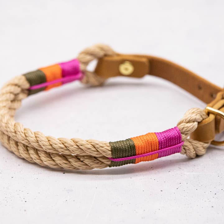 Tau-Halsband Sand Hippi Green Twist für den Großhandel von FOR LOVELY DOGS / Linda Jansen