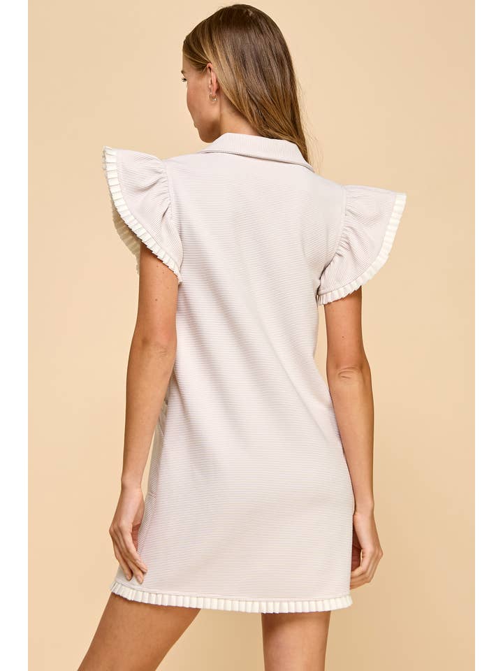 TCEC - Wholesale Dress - Women's - CD05471-Ribbed Half Zip Collar Textured Knit Dress