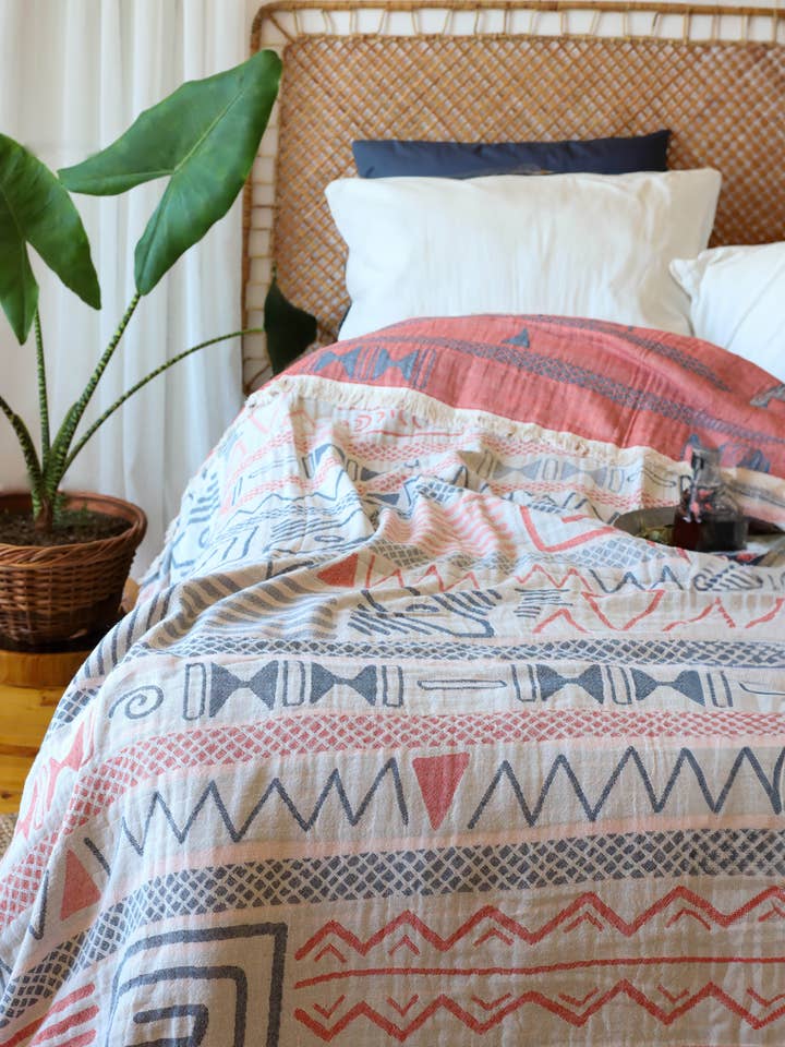 Sängöverkast i bomull med stam-mönster – 210x240 cm för wholesale av Uzman home textile