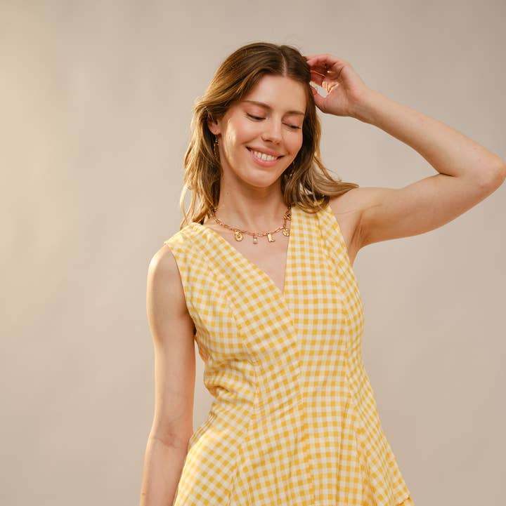 Blue B - Wholesale Dress - Women's - 47022D - Gingham Flare Mini Dress