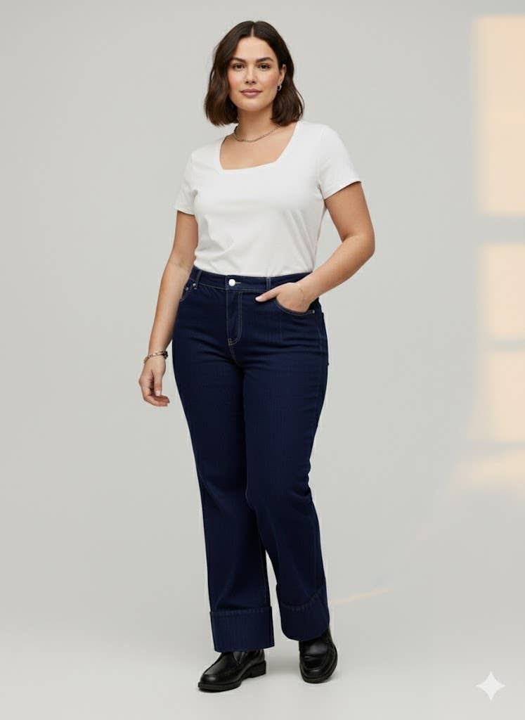 Black Plus Size - High-waisted palazzo jeans for wholesale on Faire0