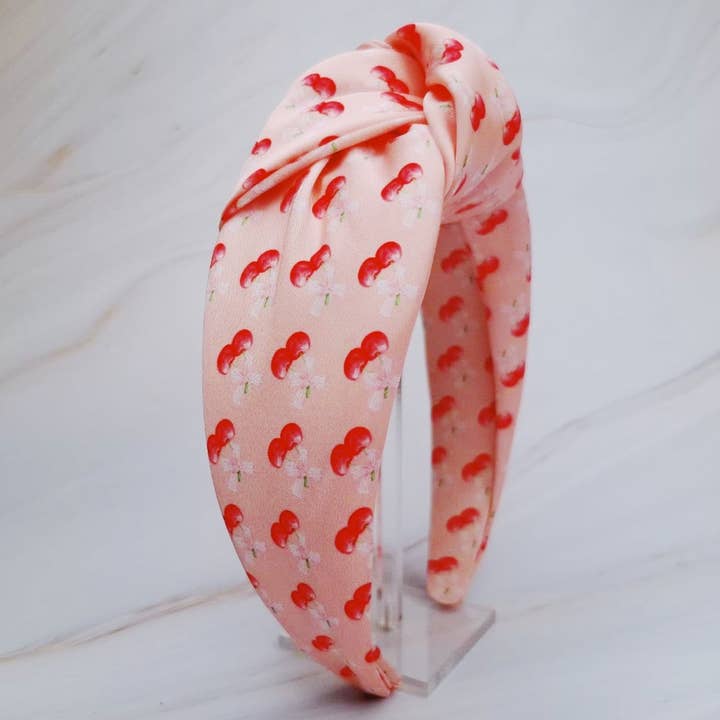 Cherries And Bows Satin Headband for wholesale by Ellison+Young