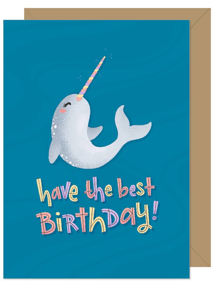 Carte d'anniversaire Narwhal Have The Best pour la vente par Hello Sweetie
