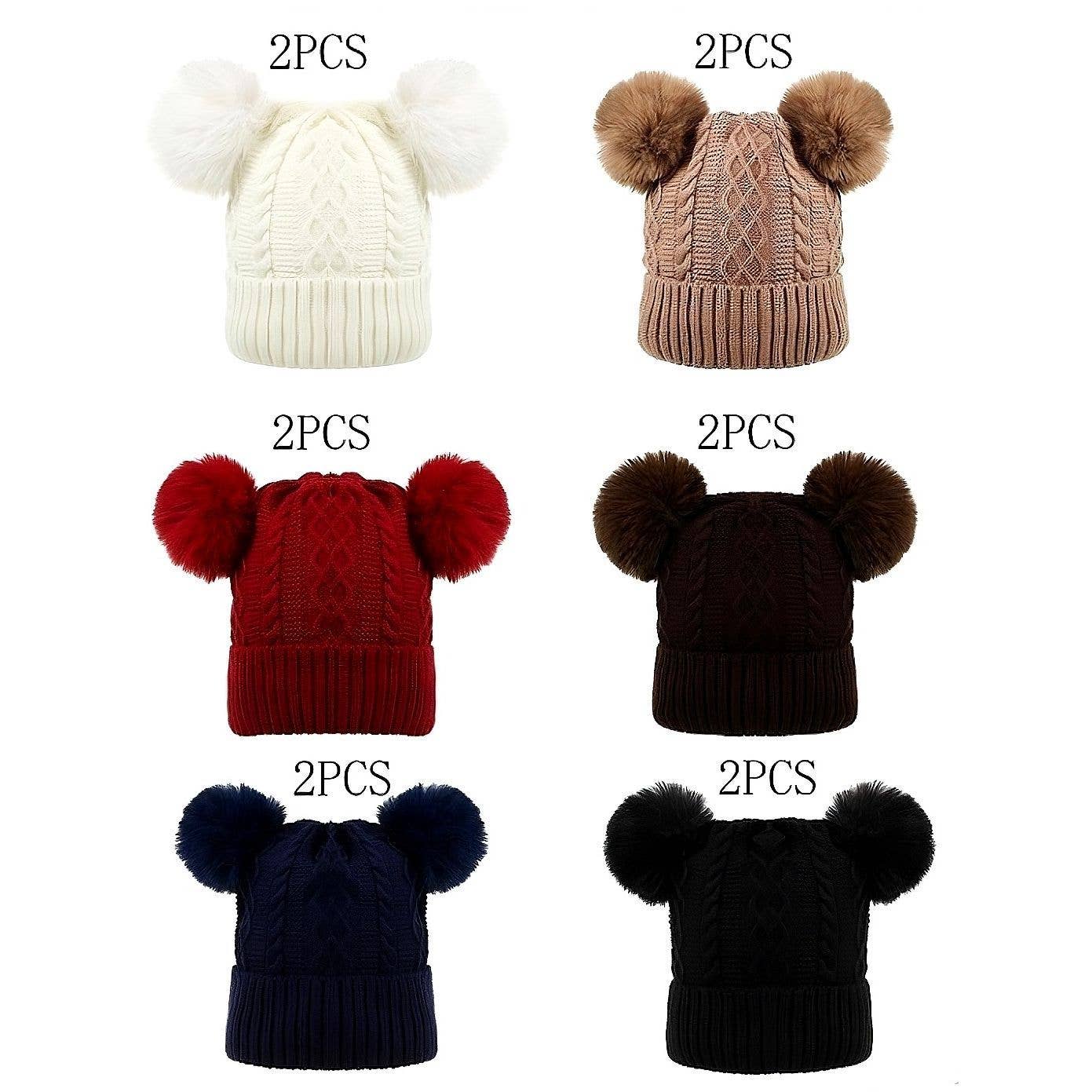 Diacly - Wholesale Beanie - Unisex - 12pk Diamond Double Pompom Knited Winter Beanie1