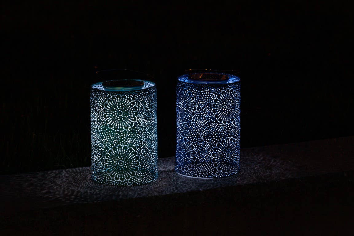 Allsop Home & Garden - Wholesale Outdoor/Lawn Light - Stella Cylinder 7.5" Solar Lantern - Metallic Emerald16