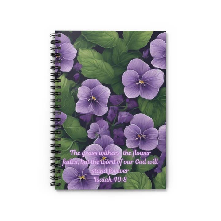 Floral Religious Spiral Notebook, Isaiah 40:8, Ruled Line for wholesale by LadyKCreations1