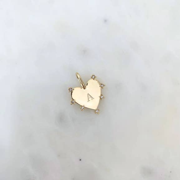 Sloane Heart Initial Charm for wholesale by The Sis Kiss
