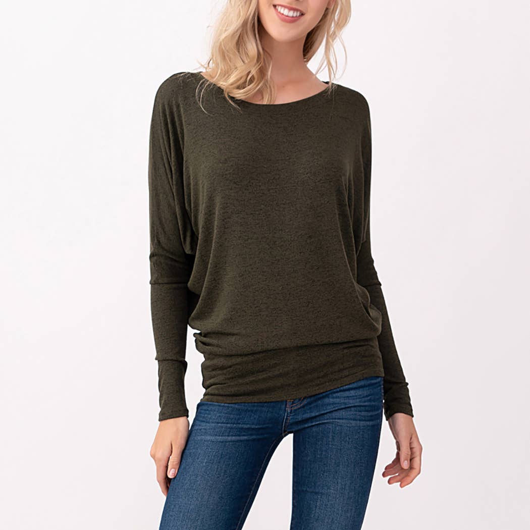 Heimious - Vente Haut en maille – femme - Haut en tricot Hacci à manches longues et col rond à manches Dolman, 270137