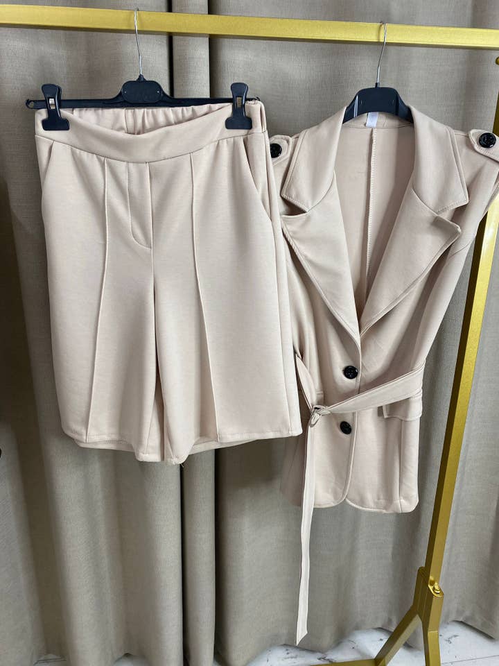 My Winners Direct – wholesale Top & short set (NOT loungewear) – Women’s – Nairobi Tie Waistcoat And Knee Length Shorts Co Ord Set3