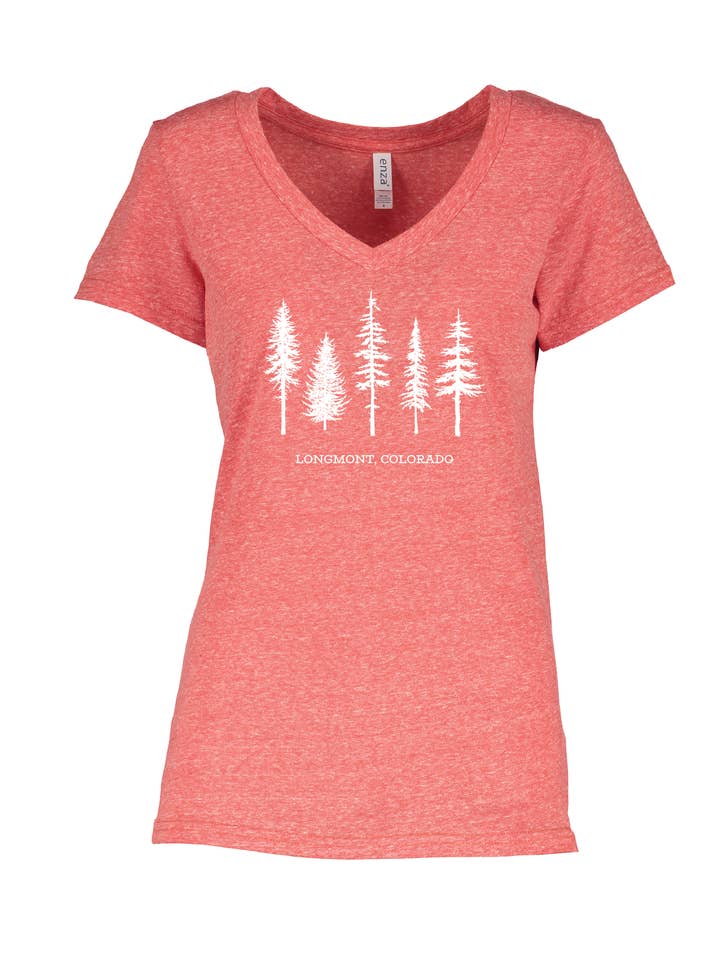 MT Brand Apparel - Wholesale Screen Printed T-Shirt - Women's - Pine Tree - Customizable - V-Neck Tee1