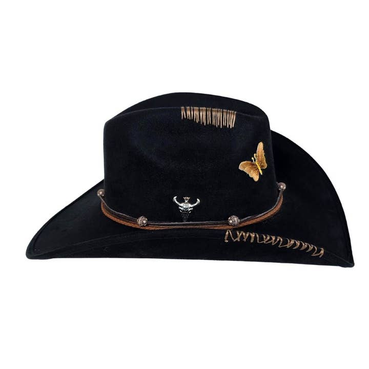 Luca Cowboy Crown Hat - Black for wholesale on Faire