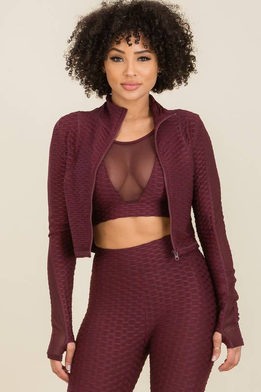 Vibrato Clothing - Wholesale Athletic Jacket - Women's - SHP001-J-Mesh-Panel Sleeve  Full Zip Up Active Jacket15