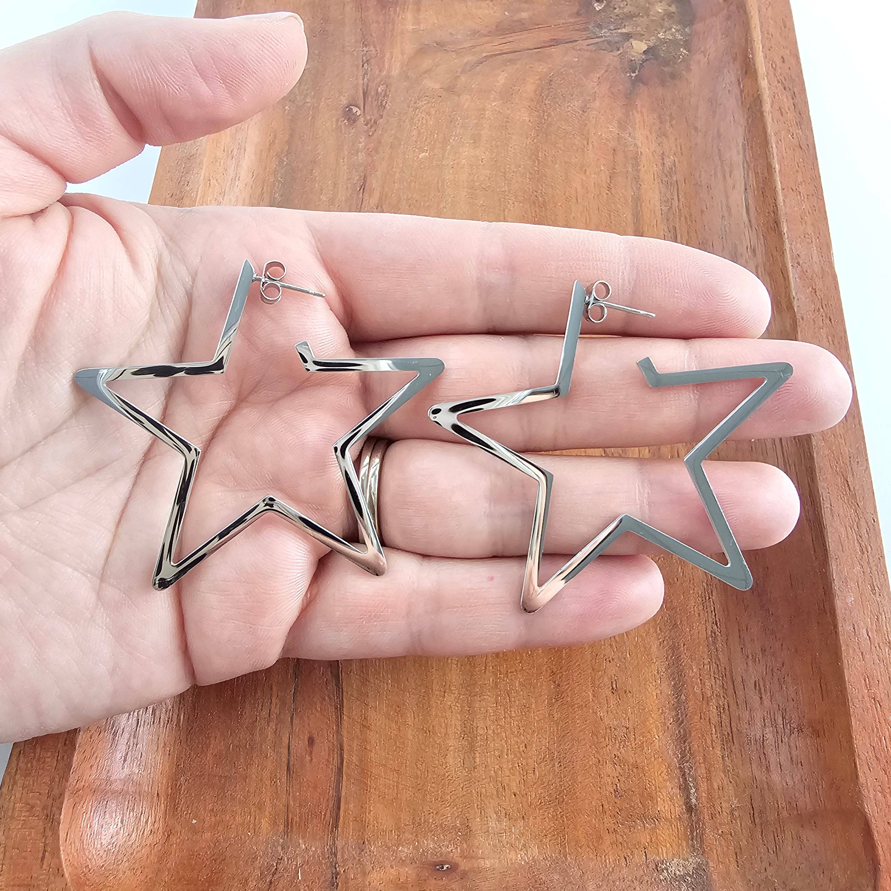 Spiffy & Splendid - Wholesale Hoop Earrings - Luxe Star Hoops - Silver // Jewelry, Earrings5