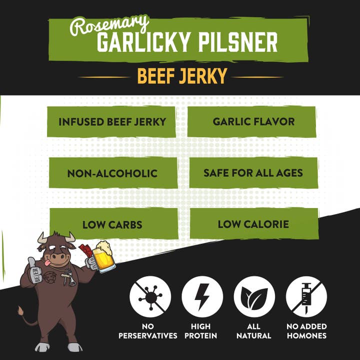 Boozy Jerky - Wholesale Jerky - Rosemary Garlicky Pilsner Beef Jerky2