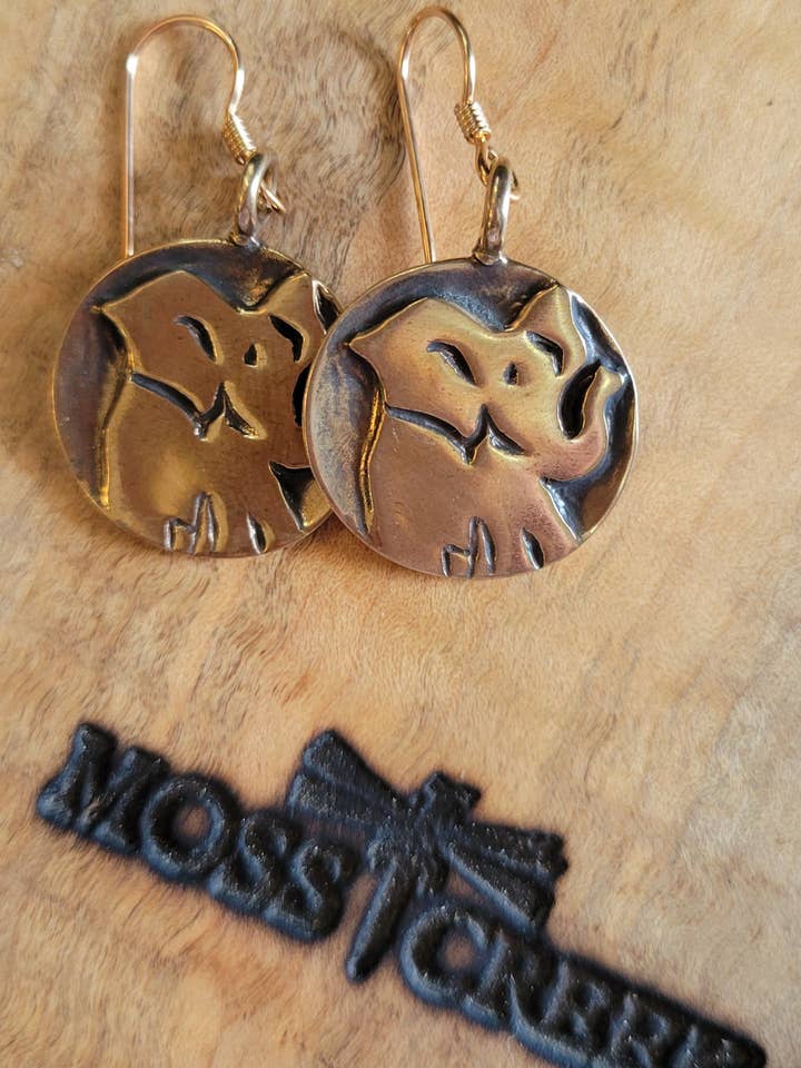 Elephant Earrings Bronze for wholesale by Moss Creek Art