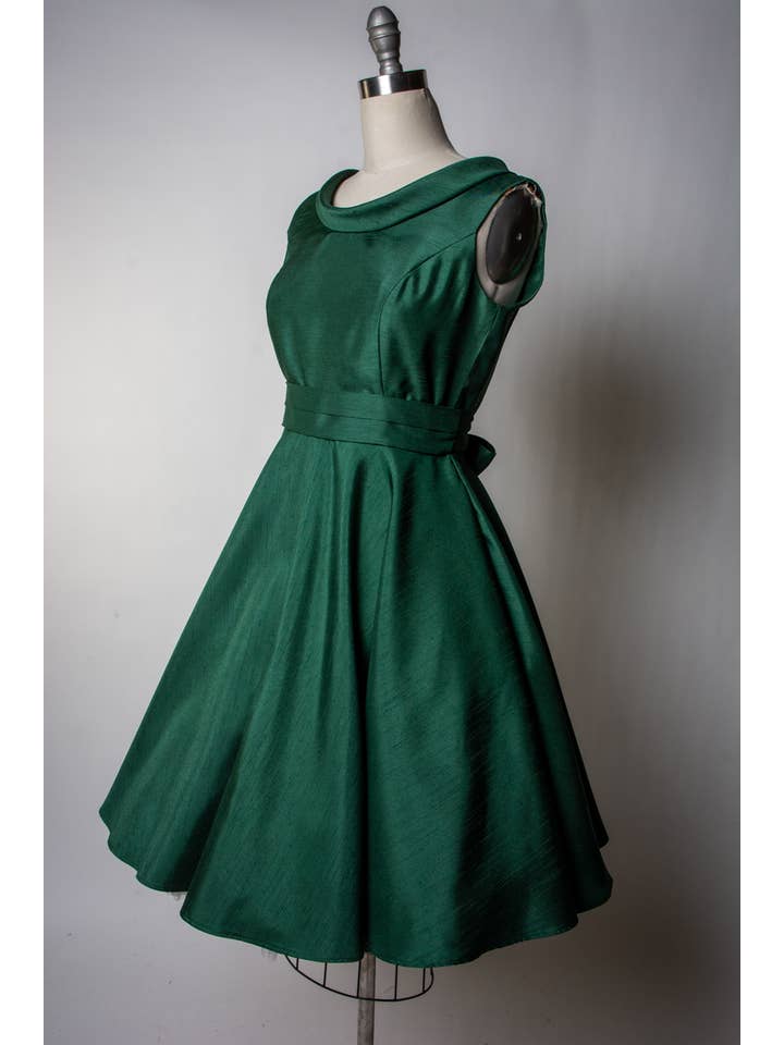 Heart of Haute - Wholesale Dress - Women's - MTO- Suzette Dress, Green Shantung 3