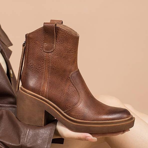 Lederen westernlaarzen, handgemaakte cowboylaarzen, designerschoenen met ritssluiting aan de achterkant, bruin/zwart/groen voor wholesale door DWARVES