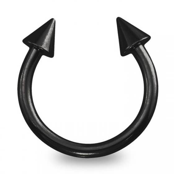 SVART PVD PLÄTERAD 316L SS GRUNDLÄGGANDE STORLEK HÄSTSKO MED SPIK för wholesale av CRAVE