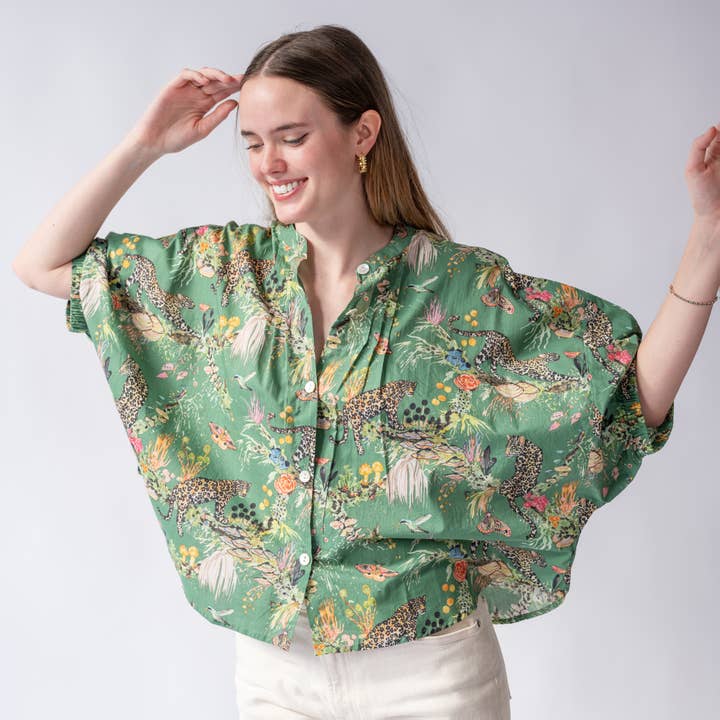 Studio Shirt- Felidae Tree for wholesale by BETSY OLMSTED