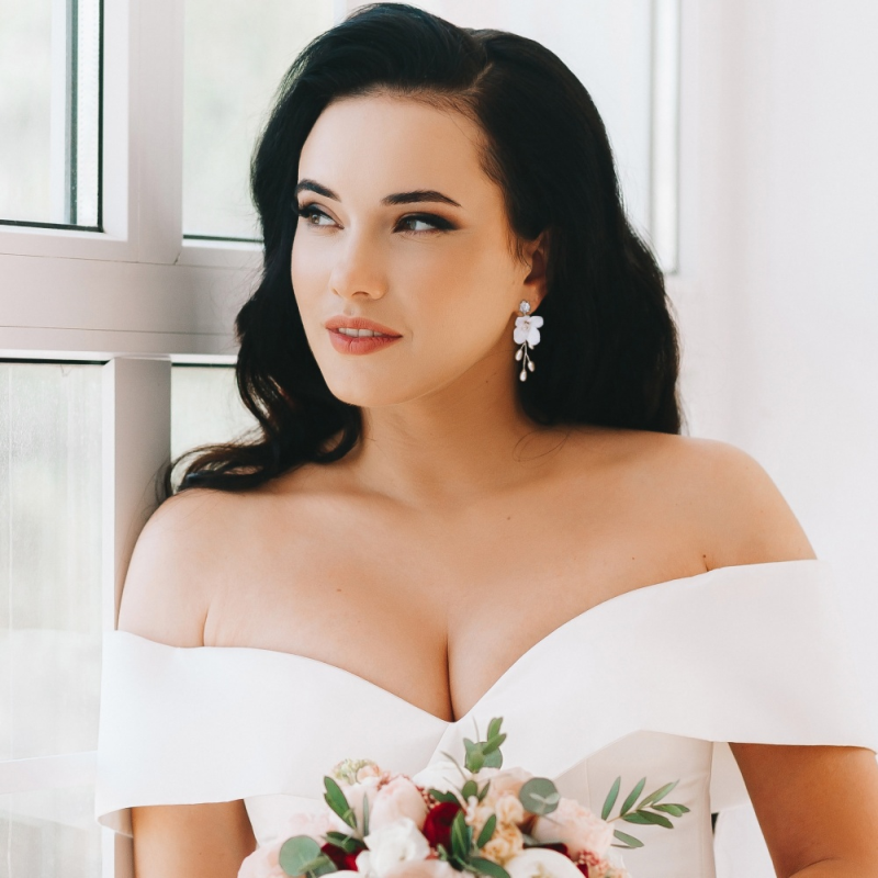 Athena Bridal Jewellery - Wholesale Dangle Earrings - LILLIAN FRESHWATER PEARL EARRINGS - SILVER CZER6645