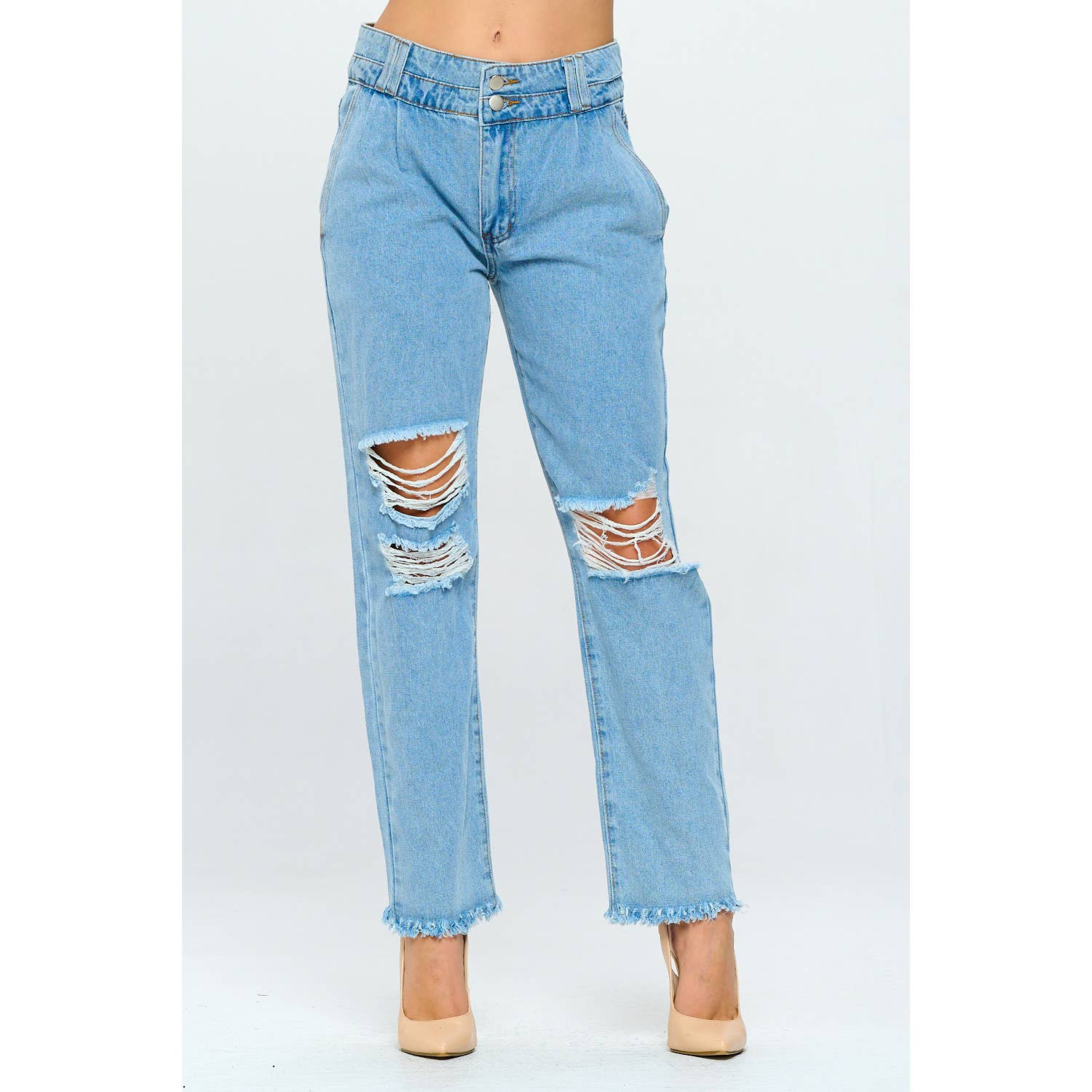 Blue Turtle - Wholesale Jeans - Women's - Fringe 90's High Rise Mom Jean Double Waistband Med DH21075