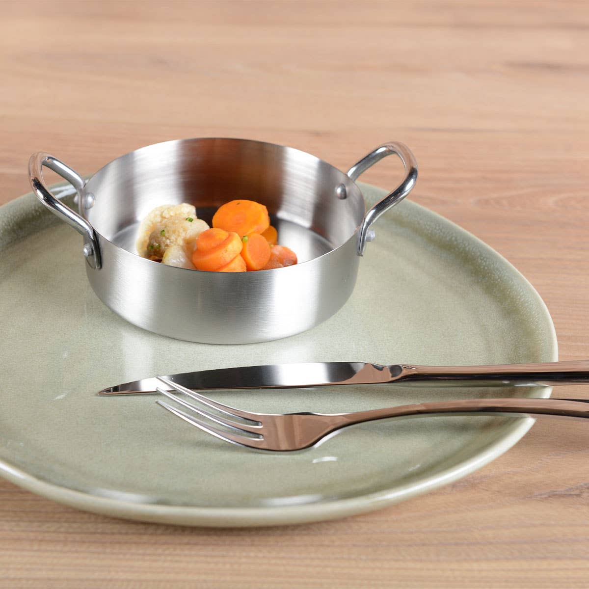 SILVER Mini round matte casserole with two handles 12x12x4cm for wholesale on Faire2