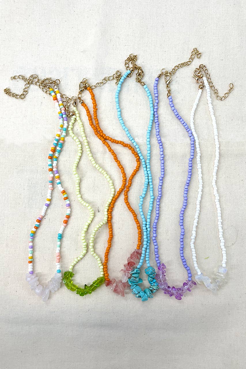 Islandhaze - Wholesale Beaded/Pearl Necklace - Rice  Beads with crystal stone necklace10