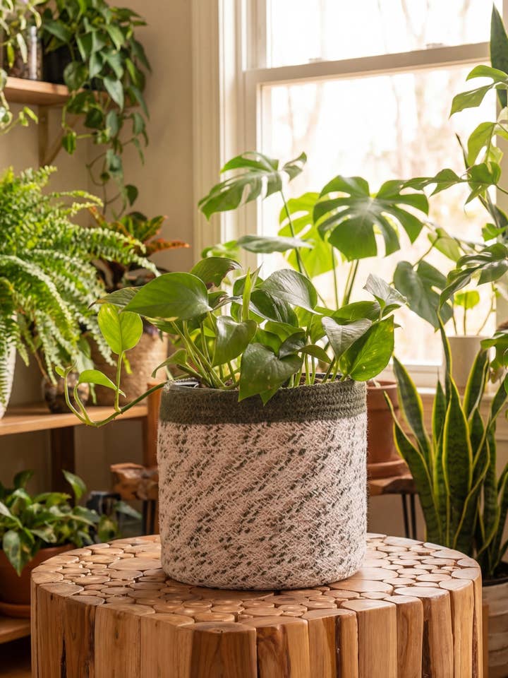 XL Braided Green Basket Pot (Set/6)(12.5",12",11",10",9",8") for wholesale by Creation Jute