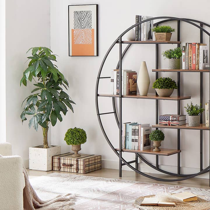 39F Inc. – Großhandel Blumentopfständer – 5-stufiger runder Pflanzenständer, rustikal braun, 67" hoch10