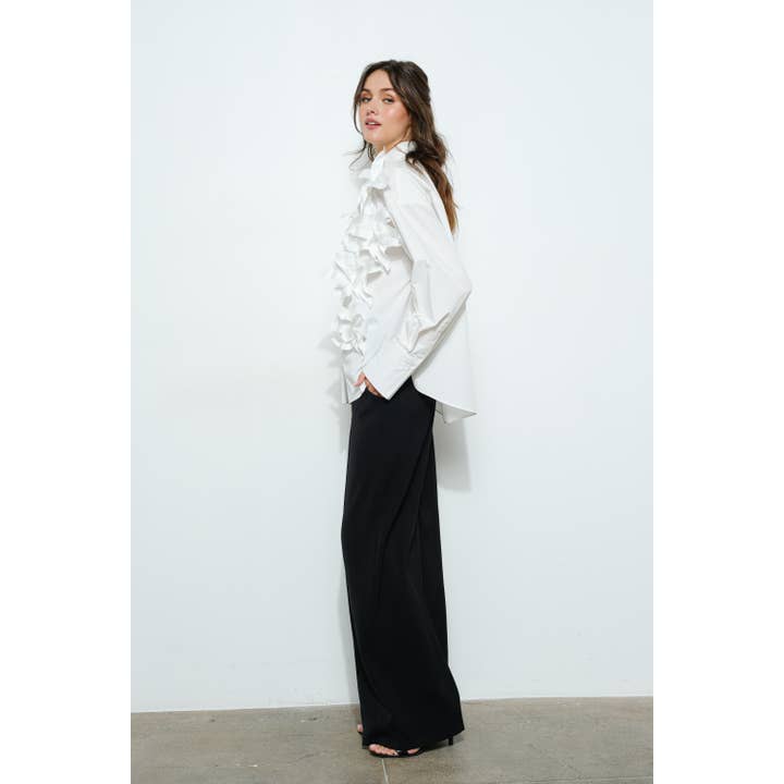 INA – Engroshandel Bluse - Dame – 3D båndblomst applikation skræddersyet skjorte7