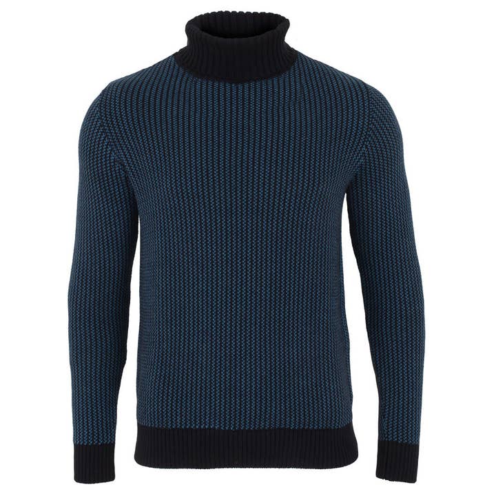 Ecru Mens 100% Cotton Fisherman Tuck Stitch Roll Neck Jumper for wholesale on Faire