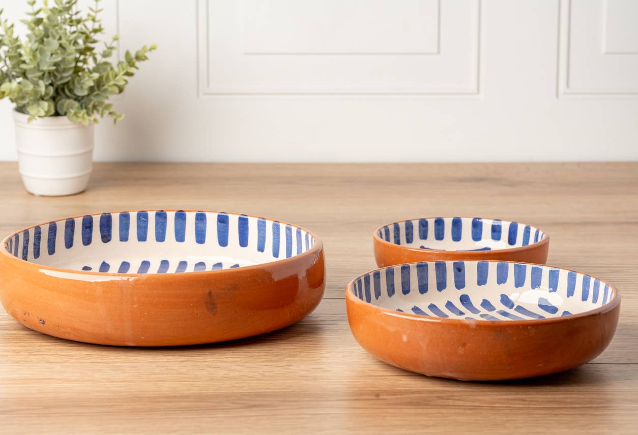 Verve Culture - Wholesale Decorative Plate/Dish/Bowl - Moroccan Nesting Dish Set - Blue Stripe2