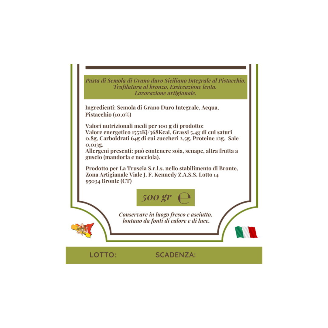 La Truscia Tipico Siciliano - Wholesale Pasta - Whole Wheat Durum Semolina Pasta with Pistachio - Caserecce1