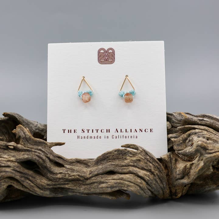 The Stitch Alliance - Wholesale Stud/Post Earrings - Sunstone Stud Earrings | Gold Fill Triangle Studs | Handmade2