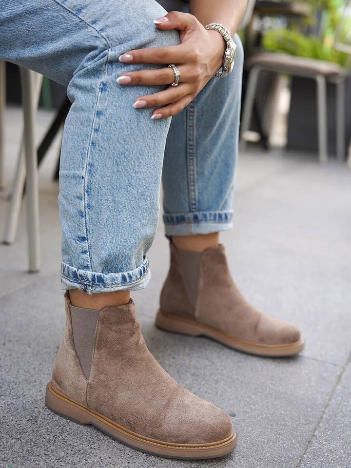 Women'S Mink Elastic Short Boots, Women Ankle Shoes for wholesale by LAMİNTA