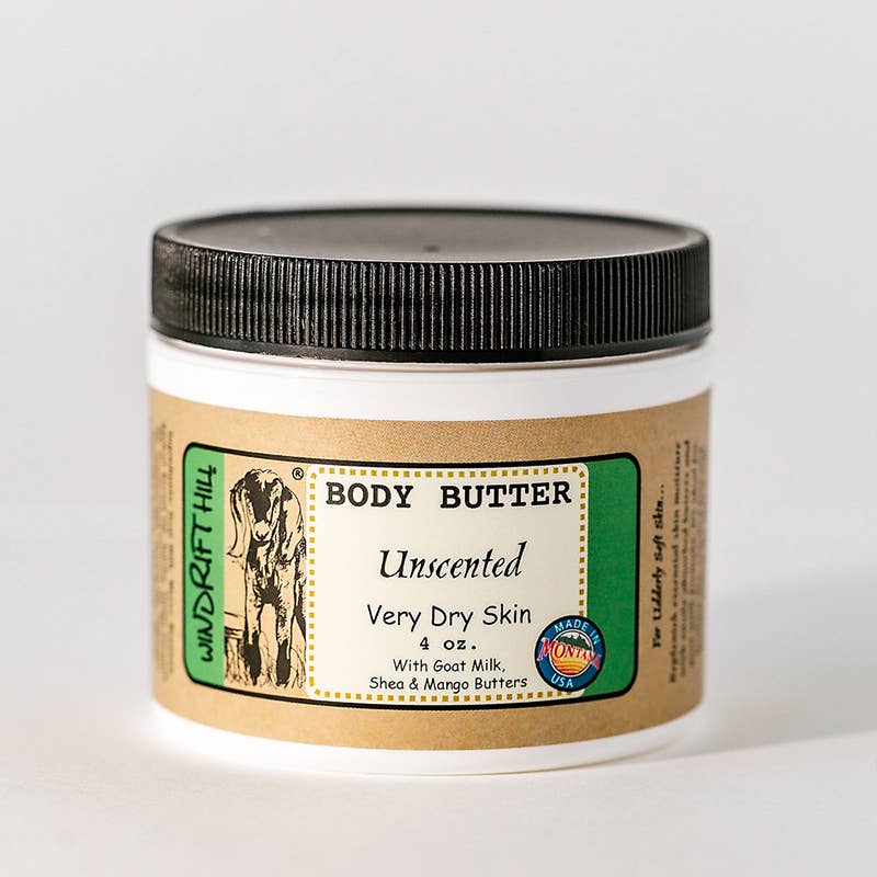 Windrift Hill Goat Milk Skincare - Wholesale Body Balm/Butter - Unscented | Goat Milk Body Butter | 4oz.