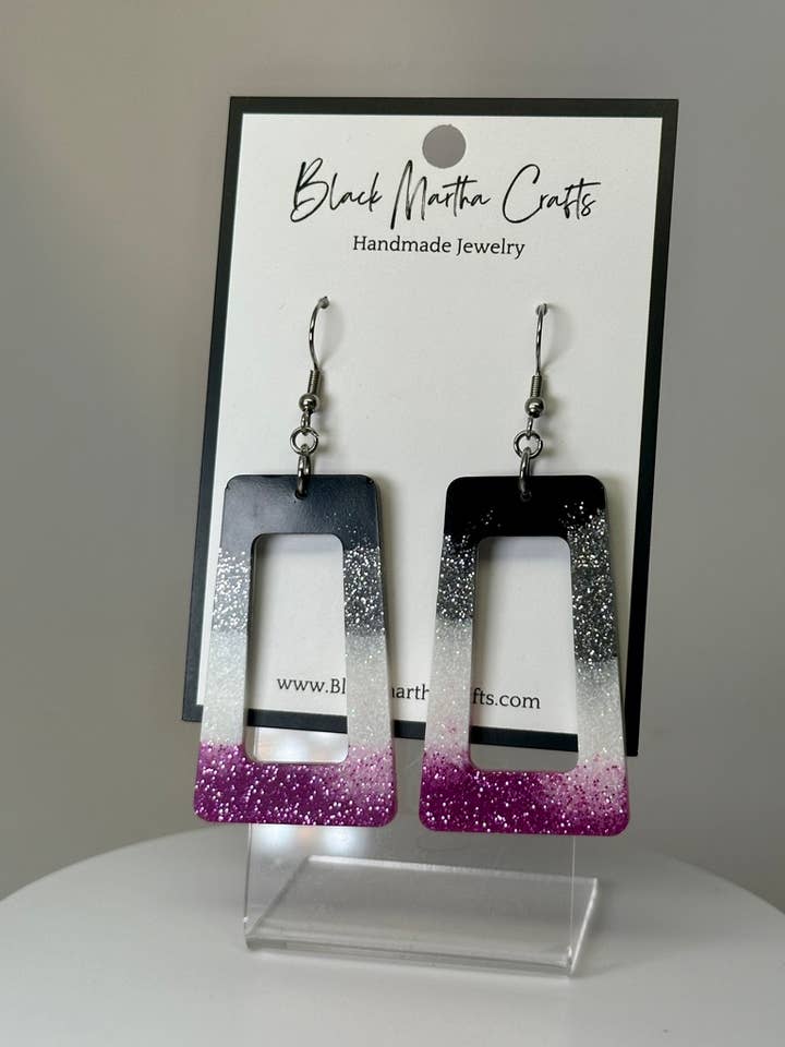 Ace Flag Inspired Resin Glitter Earrings for wholesale by Black Martha Crafts