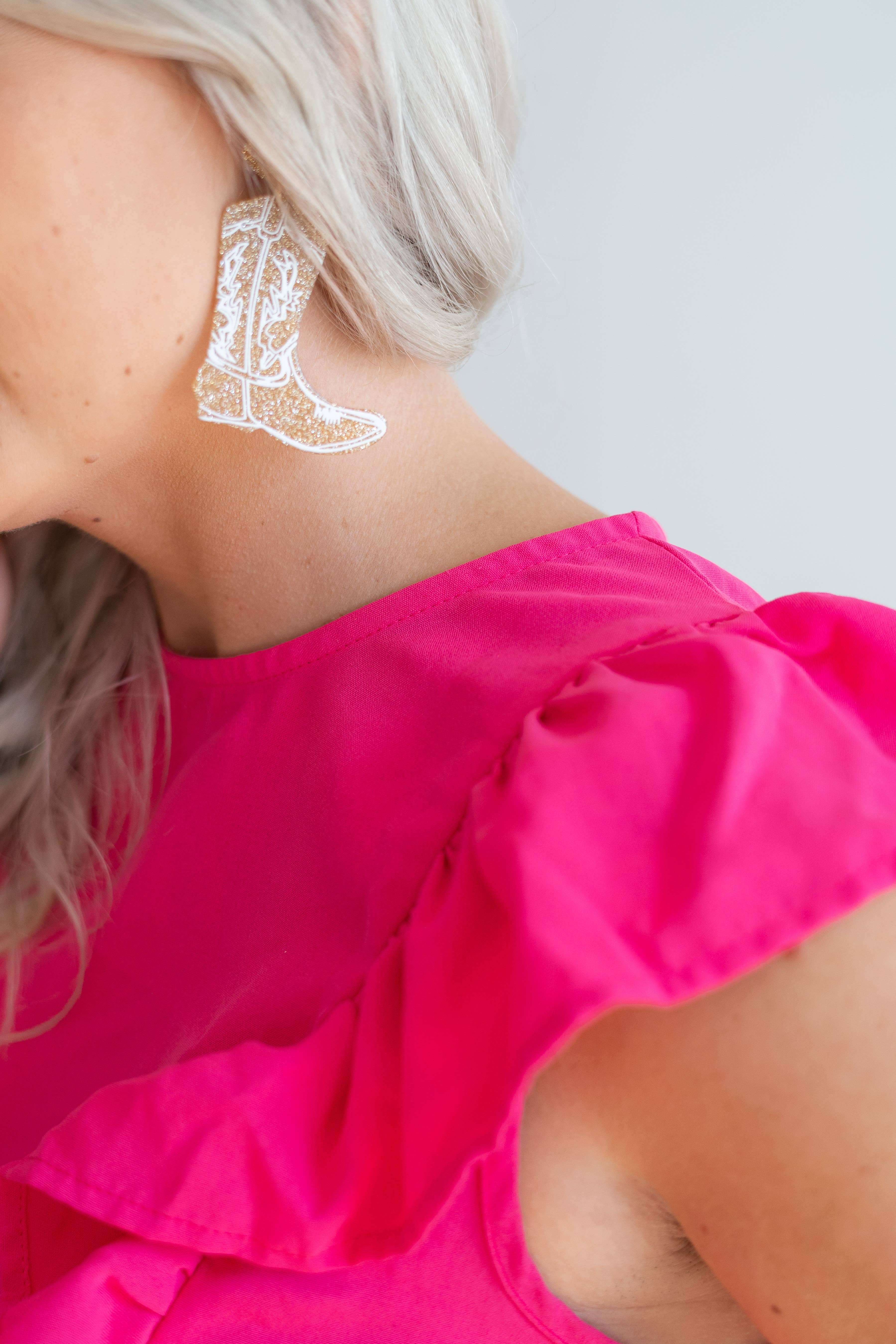 Viv&Lou - Wholesale Dangle Earrings - Gold Dolly Boot Earrings1