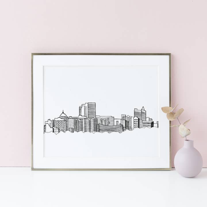 Imprimé d'art Miami Skyline pour la vente par Pineapple Street Designs
