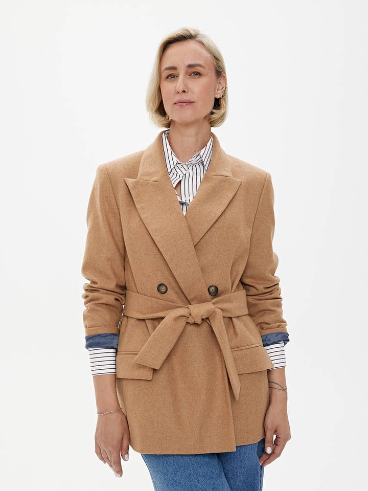 Blazer 'MILAN' | premium wool mix in caramel for wholesale by CAPSULE by Agnė Gilytė